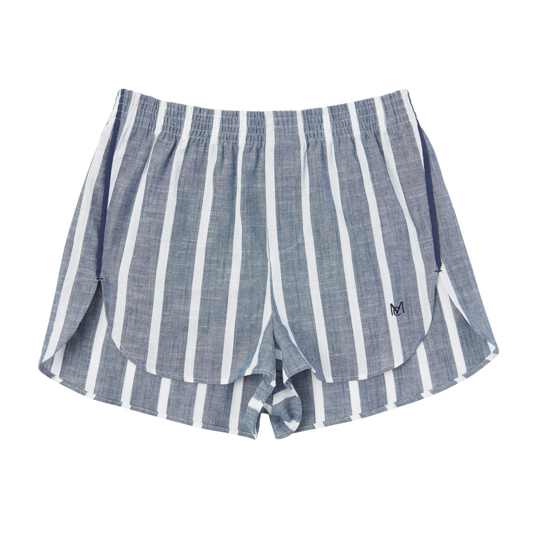 denim linen stripe boxer shorts