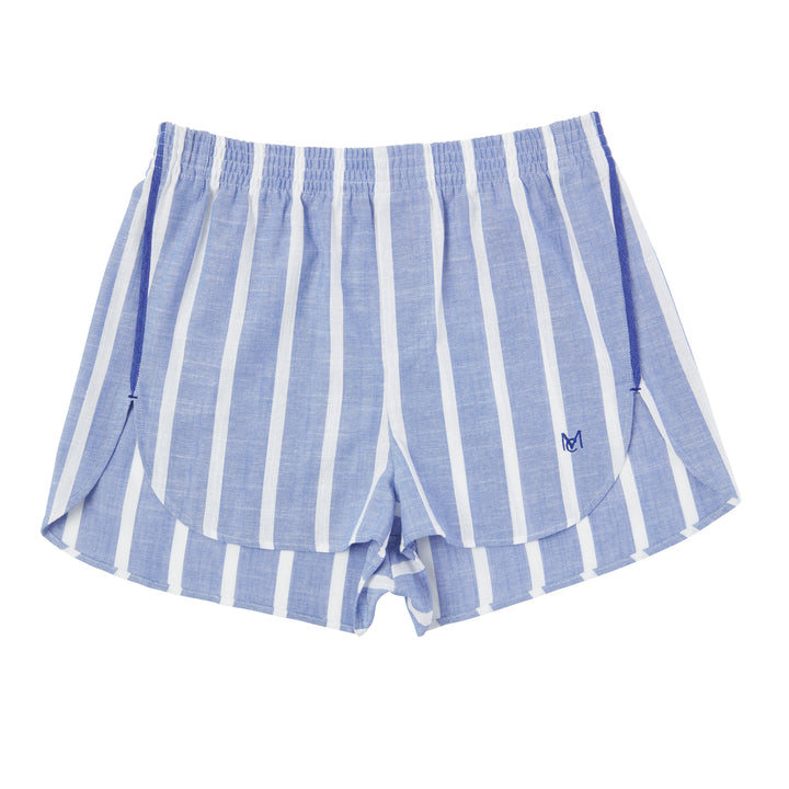 Blue linen stripe boxer shorts