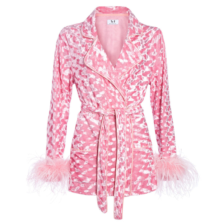 Pink women's jacket with feathers