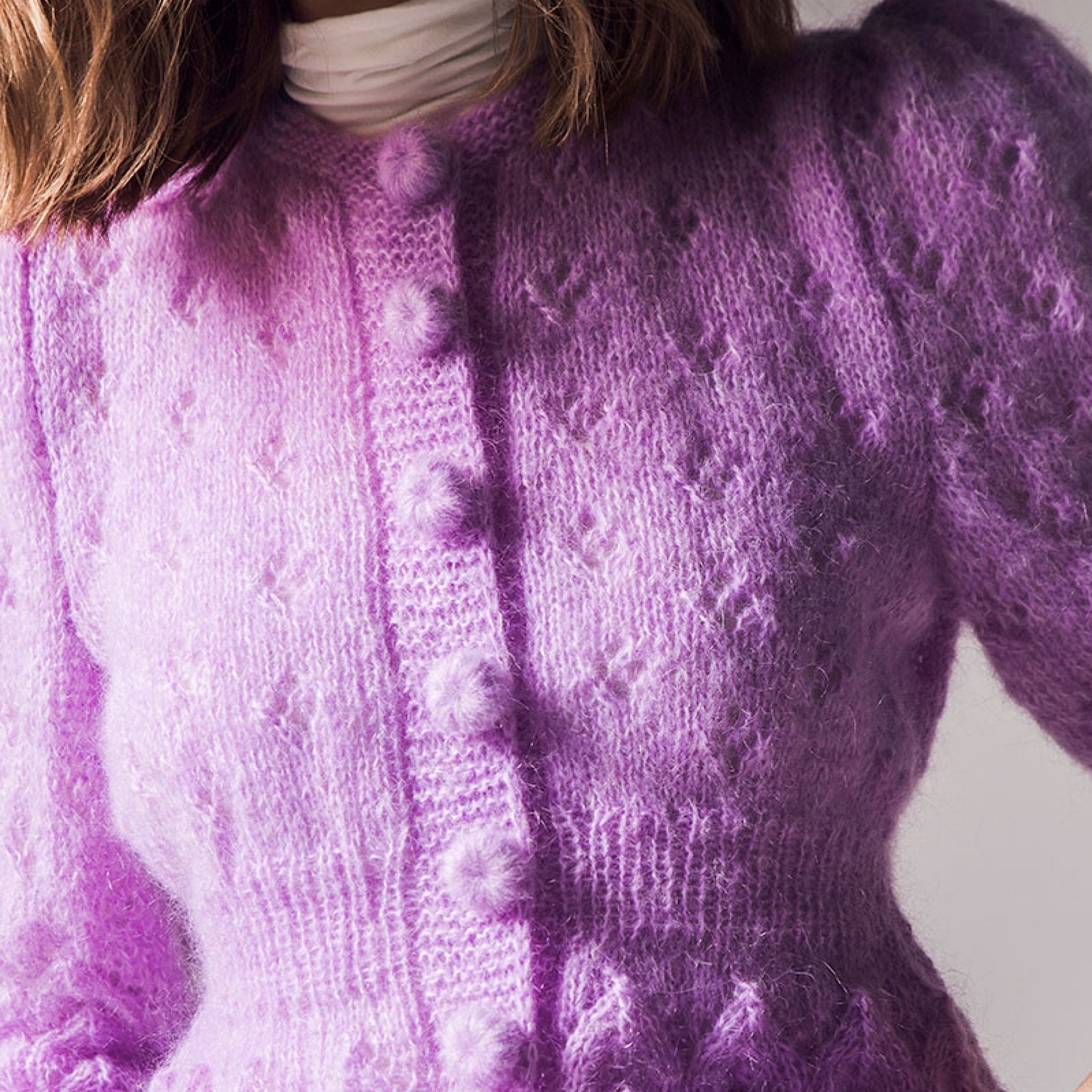 HANDMADE MOHAIR MARIDRUNA CARDIGAN FIONA LILA – McHugh Lifestyle