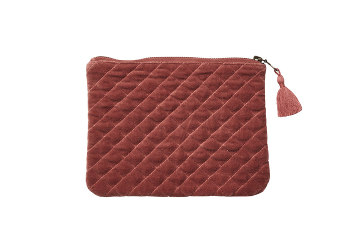 QUILTED VELVET COSMETIC BAG DUSTY ORANGE - McHugh Lifestyle BOHEMIAN GLAMOUR